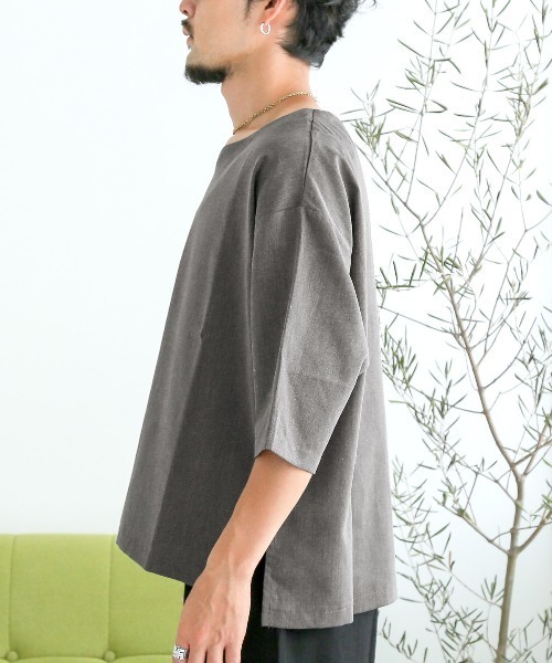 LUXSTYLE(ラグスタイル)の「キーネックリラックス半袖Tシャツ(Tシャツ/カットソー・メンズ・ホワイト/チャコールグレー/カーキ・L/M)」の14枚目の写真