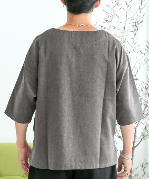 LUXSTYLE(ラグスタイル)の「キーネックリラックス半袖Tシャツ(Tシャツ/カットソー・メンズ・ホワイト/チャコールグレー/カーキ・L/M)」の15枚目の写真