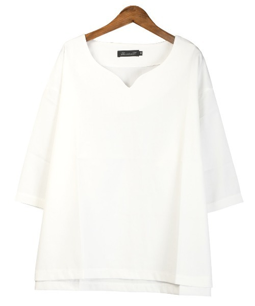LUXSTYLE(ラグスタイル)の「キーネックリラックス半袖Tシャツ(Tシャツ/カットソー・メンズ・ホワイト/チャコールグレー/カーキ・L/M)」の16枚目の写真
