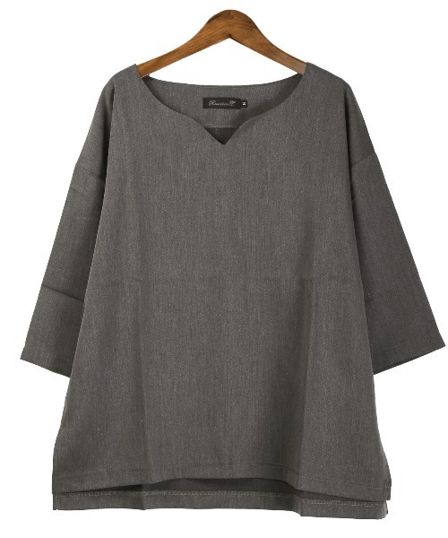 LUXSTYLE(ラグスタイル)の「キーネックリラックス半袖Tシャツ(Tシャツ/カットソー・メンズ・ホワイト/チャコールグレー/カーキ・L/M)」の17枚目の写真