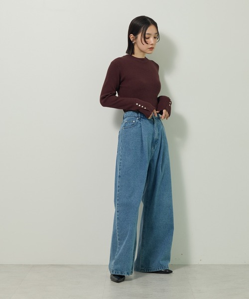 Green　Parks（グリーンパークス）の「【WEB限定】 もちやわ袖口釦リブニットプルオーバー（ニット/セーター・レディース・ブラウン/レッド/ブラック/オフホワイト/グレー/ブルー・FREE）」の15枚目の写真