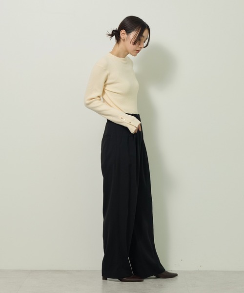 Green　Parks（グリーンパークス）の「【WEB限定】 もちやわ袖口釦リブニットプルオーバー（ニット/セーター・レディース・ブラウン/レッド/ブラック/オフホワイト/グレー/ブルー・FREE）」の8枚目の写真