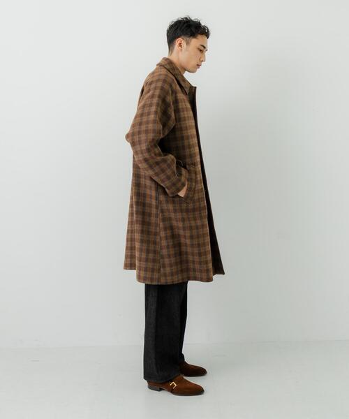 URBAN RESEARCH（アーバンリサーチ）の「WOOL BAL COLLAR COAT（ステンカラーコート・メンズ・カーキ/ブラウン/ネイビー/チェック・SMALL/MEDIUM/LARGE）」の9枚目の写真