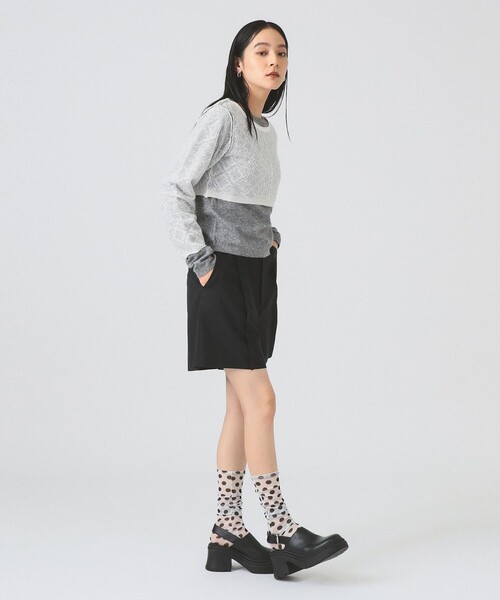 Ray BEAMS(レイビームス)の「レース編み レイヤード プルオーバー(ニット/セーター・レディース・シルバー/ブラック・ONE SIZE)」の4枚目の写真