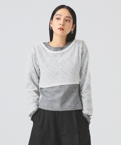Ray BEAMS(レイビームス)の「レース編み レイヤード プルオーバー(ニット/セーター・レディース・シルバー/ブラック・ONE SIZE)」の6枚目の写真