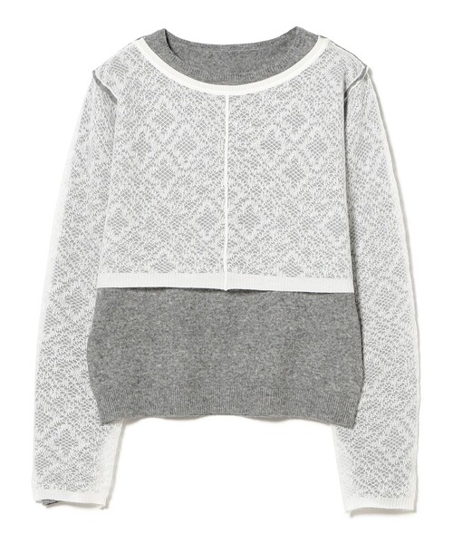 Ray BEAMS(レイビームス)の「レース編み レイヤード プルオーバー(ニット/セーター・レディース・シルバー/ブラック・ONE SIZE)」の11枚目の写真