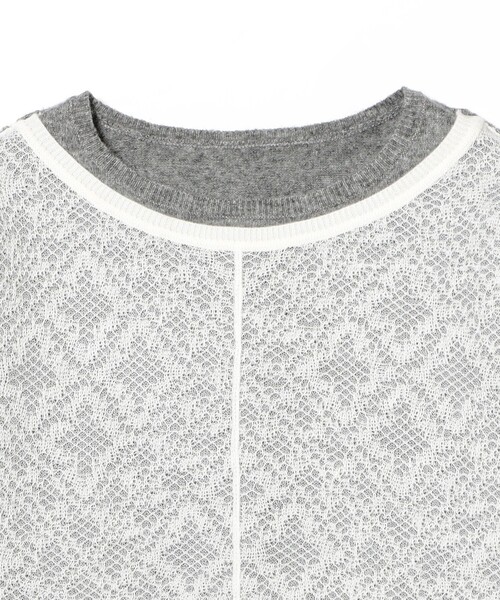 Ray BEAMS(レイビームス)の「レース編み レイヤード プルオーバー(ニット/セーター・レディース・シルバー/ブラック・ONE SIZE)」の12枚目の写真
