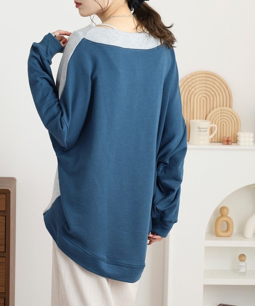 myke(ミーカ)の「myke TC裏毛配色ルーズハイネックプルオーバー(Tシャツ/カットソー・レディース・カーキ/杢グレー・M)」の6枚目の写真