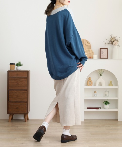 myke(ミーカ)の「myke TC裏毛配色ルーズハイネックプルオーバー(Tシャツ/カットソー・レディース・カーキ/杢グレー・M)」の8枚目の写真
