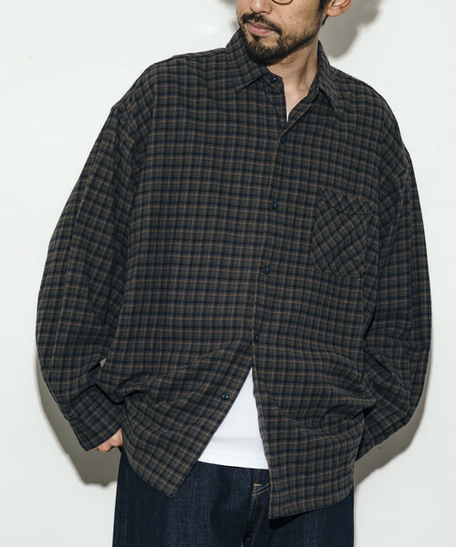 RHC ロンハーマン　フランネルシャツジャケット ブラック・グレー RHC ロンハーマン フランネルシャツジャケット ブラック・グレー