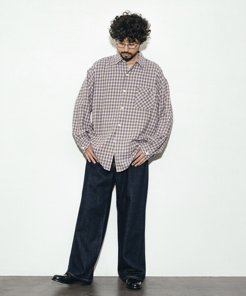 HINSON（ヒンソン）の「HINSON/ヒンソン レギュラーカラー ロングスリーブ フランネルシャツ（シャツ/ブラウス・メンズ・グレー/オフホワイト/ブラウン/グリーン/サックスブルー/ダークブラウン・SMALL/LARGE/MEDIUM）」の12枚目の写真