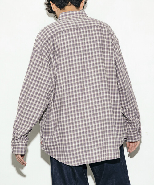 HINSON（ヒンソン）の「HINSON/ヒンソン レギュラーカラー ロングスリーブ フランネルシャツ（シャツ/ブラウス・メンズ・グレー/オフホワイト/ブラウン/グリーン/サックスブルー/ダークブラウン・SMALL/LARGE/MEDIUM）」の18枚目の写真