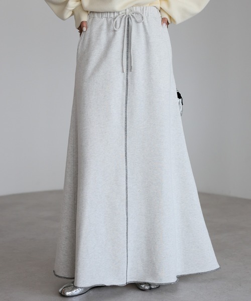 セール】配色ステッチフレアスウェットスカート（スカート）｜Bonjour