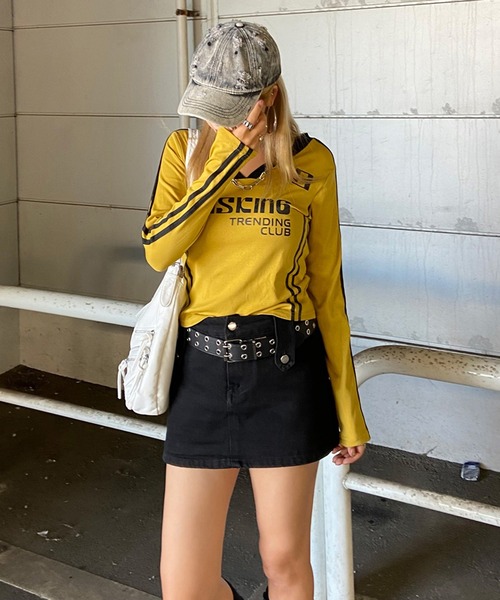 non-hedge(ノンヘッジ)の「ゲームロンT(Tシャツ/カットソー・レディース・グレー/オフホワイト/イエロー/ネイビー/ブラウン/ワインレッド/ブラック・FREE)」の12枚目の写真