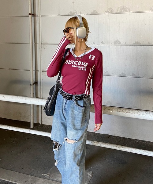 non-hedge(ノンヘッジ)の「ゲームロンT(Tシャツ/カットソー・レディース・グレー/オフホワイト/イエロー/ネイビー/ブラウン/ワインレッド/ブラック・FREE)」の22枚目の写真