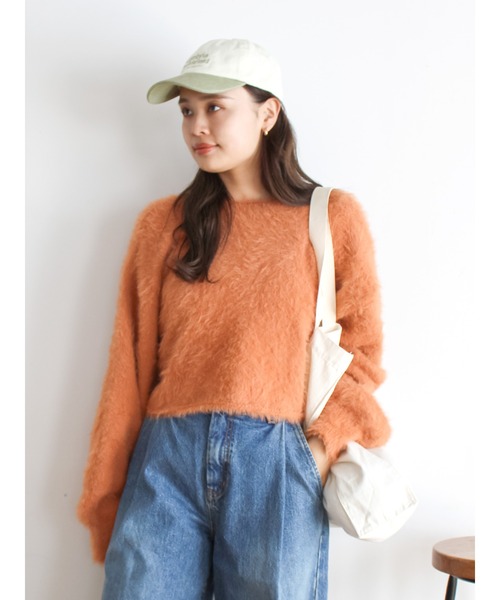 Ungrid(アングリッド)の「【WEB限定】2wayデザインシャギーニット(ニット/セーター・レディース・アイボリー/オレンジ/チャコールグレー/ヘザーグレー・FREE)」の4枚目の写真