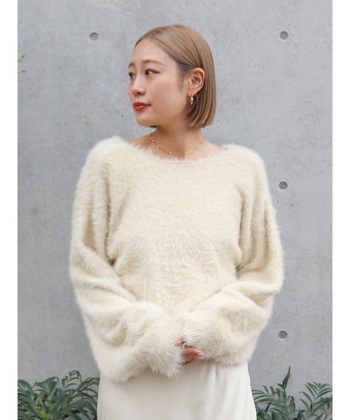 Ungrid(アングリッド)の「【WEB限定】2wayデザインシャギーニット(ニット/セーター・レディース・アイボリー/オレンジ/チャコールグレー/ヘザーグレー・FREE)」の2枚目の写真