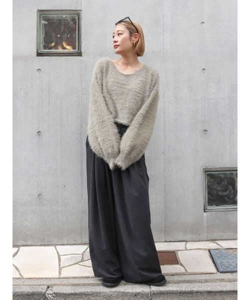 Ungrid(アングリッド)の「【WEB限定】2wayデザインシャギーニット(ニット/セーター・レディース・アイボリー/オレンジ/チャコールグレー/ヘザーグレー・FREE)」の5枚目の写真