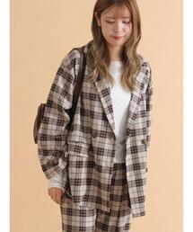 ehka sopo（エヘカソポ）の「袖リボンダブルジャケット（ノーカラージャケット）」