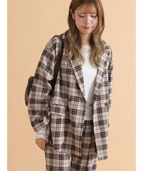 ehka sopo（エヘカソポ）の「袖リボンダブルジャケット（ノーカラージャケット・レディース・ベージュ/グレー/チャコールグレー・F）」の3枚目の写真