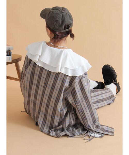 ehka sopo（エヘカソポ）の「袖リボンダブルジャケット（ノーカラージャケット・レディース・ベージュ/グレー/チャコールグレー・F）」の9枚目の写真