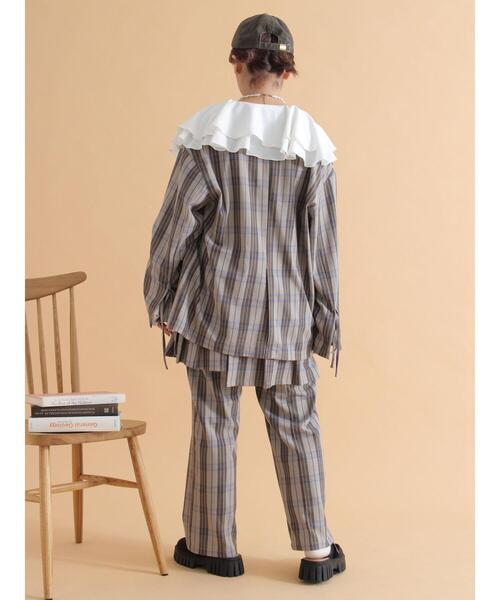 ehka sopo（エヘカソポ）の「袖リボンダブルジャケット（ノーカラージャケット・レディース・ベージュ/グレー/チャコールグレー・F）」の13枚目の写真