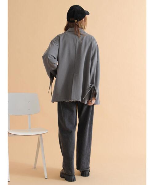 ehka sopo（エヘカソポ）の「袖リボンダブルジャケット（ノーカラージャケット・レディース・ベージュ/グレー/チャコールグレー・F）」の19枚目の写真