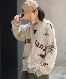 WEGO/ダメージジャガードカーディガン