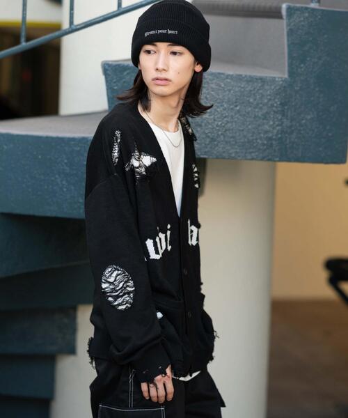 WEGO/【25年秋冬新作】ダメージジャガードカーディガン（カーディガン