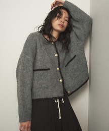 Shelly island | 配色メタルボタンブークレカーディガン(カーディガン/ボレロ)