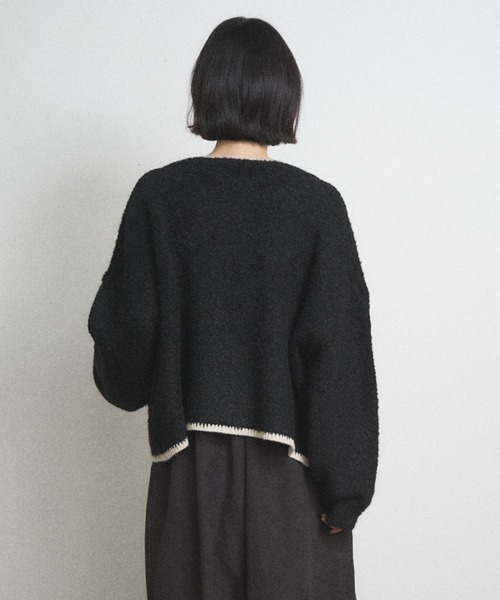 Shelly island（シェリーアイランド）の「配色メタルボタンブークレカーディガン（カーディガン/ボレロ・レディース・ブラック/グレー/ブラウン・FREE）」の22枚目の写真