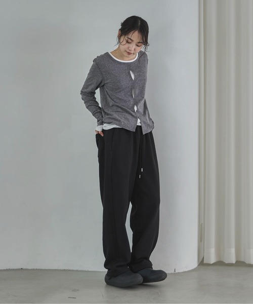 feepur(フェピュール)の「裏起毛カーブスウェットパンツ(スウェットパンツ・レディース・ブラック/ブラウン/杢グレー/オートミール・SMALL/MEDIUM)」の7枚目の写真