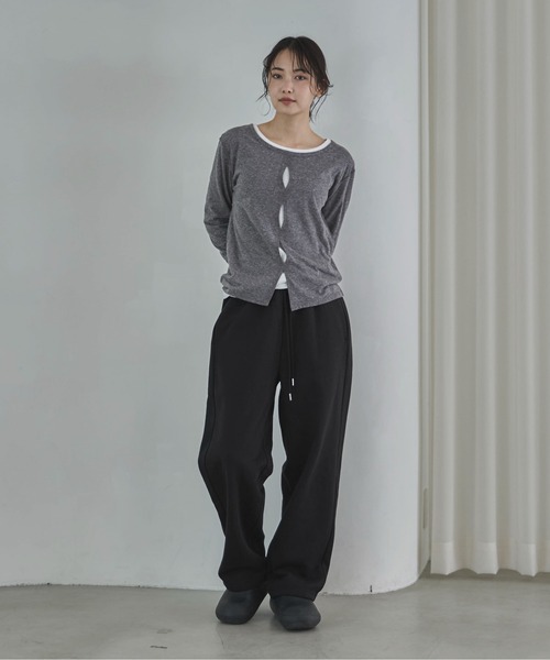 feepur(フェピュール)の「裏起毛カーブスウェットパンツ(スウェットパンツ・レディース・ブラック/ブラウン/杢グレー/オートミール・SMALL/MEDIUM)」の5枚目の写真