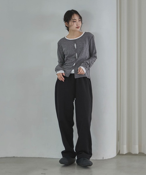 feepur(フェピュール)の「裏起毛カーブスウェットパンツ(スウェットパンツ・レディース・ブラック/ブラウン/杢グレー/オートミール・SMALL/MEDIUM)」の6枚目の写真