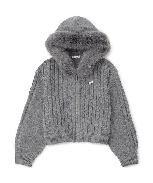 セール】ケーブルニットファーフーディ（パーカー）｜algy（アルジー