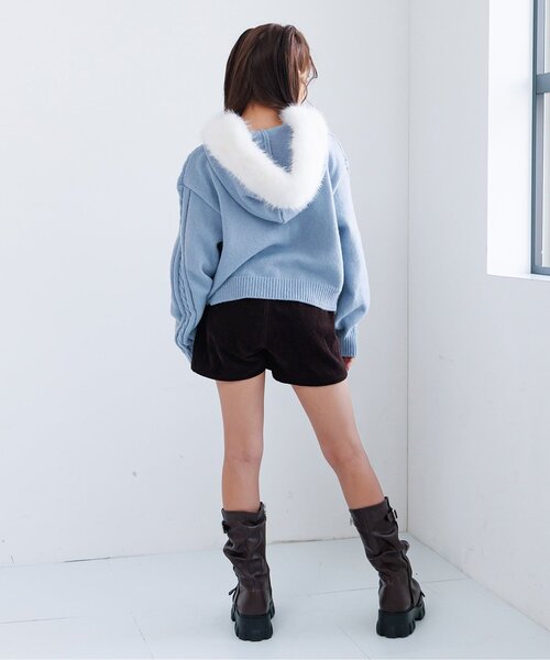 ケーブルニットファーフーディ（パーカー）｜algy（アルジー）の