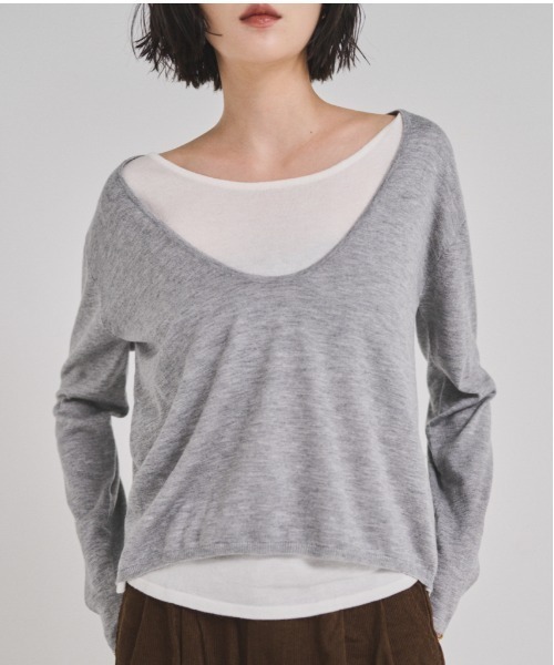 FMiBL（ファミル）の「レイヤードニットトップス（ニット/セーター・レディース・ブラック/グレー・FREE）」の14枚目の写真