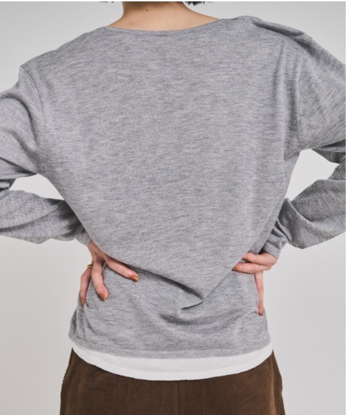 FMiBL（ファミル）の「レイヤードニットトップス（ニット/セーター・レディース・ブラック/グレー・FREE）」の15枚目の写真