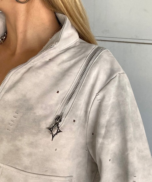 non-hedge(ノンヘッジ)の「ショルダージップムラトラックジャケット(その他アウター・レディース・チャコールグレー/ブラック/ブラウン/ライトグレー・FREE)」の6枚目の写真