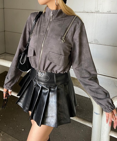 non-hedge(ノンヘッジ)の「ショルダージップムラトラックジャケット(その他アウター・レディース・チャコールグレー/ブラック/ブラウン/ライトグレー・FREE)」の18枚目の写真
