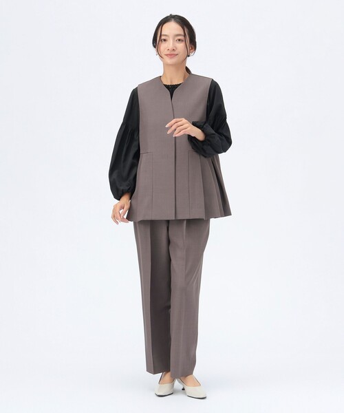 BEAMS HEART(ビームスハート)の「【セレモニー・ハレの日】キーネック タック ベスト(セットアップ対応)(ベスト・レディース・ブラウン系その他2/グレー/ブラック・FREE)」の4枚目の写真