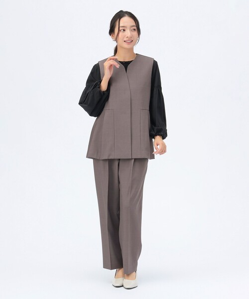 BEAMS HEART(ビームスハート)の「【セレモニー・ハレの日】キーネック タック ベスト(セットアップ対応)(ベスト・レディース・ブラウン系その他2/グレー/ブラック・FREE)」の5枚目の写真