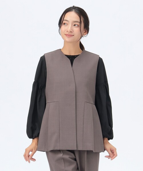 BEAMS HEART(ビームスハート)の「【セレモニー・ハレの日】キーネック タック ベスト(セットアップ対応)(ベスト・レディース・ブラウン系その他2/グレー/ブラック・FREE)」の7枚目の写真