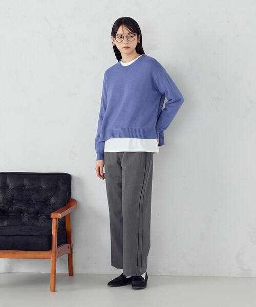 COMME CA ISM(コムサイズム)の「サイドライン ストレートパンツ(その他パンツ・レディース・グレー/ブラウン・MEDIUM/LARGE)」の9枚目の写真