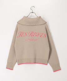 配色バックロゴZIPカーディガン