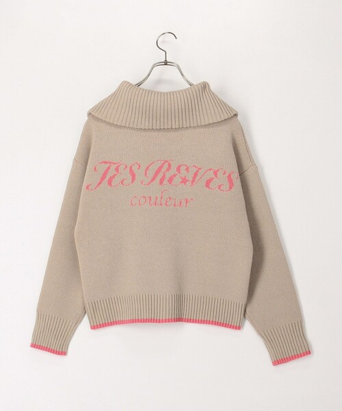 fredy couleur(フレディクルール)の「配色バックロゴZIPカーディガン(ニット/セーター・レディース・アイボリー/チャコールグレー/ベージュ・38)」の3枚目の写真