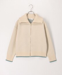 配色バックロゴZIPカーディガン