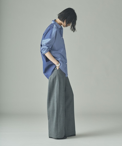 Curensology（カレンソロジー）の「Curensology(カレンソロジー)/＜&RC＞ビッグシャツコンビ（シャツ/ブラウス・レディース・ネイビー/ブラウン/サックスブルー・FREE）」の9枚目の写真