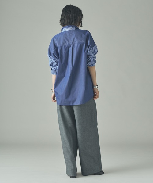 Curensology（カレンソロジー）の「Curensology(カレンソロジー)/＜&RC＞ビッグシャツコンビ（シャツ/ブラウス・レディース・ネイビー/ブラウン/サックスブルー・FREE）」の11枚目の写真
