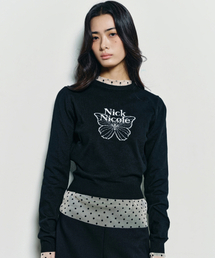 MINI BUTTERFLY SIGNATURE SLEEVE KNIT_BLACK WHITE